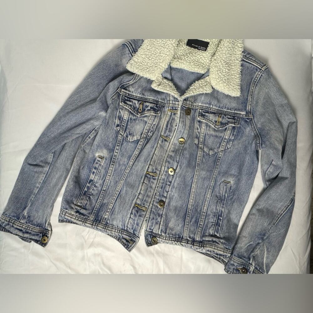 Articles of Society Sherpa Lined Denim Jacket Light Wash Trucker